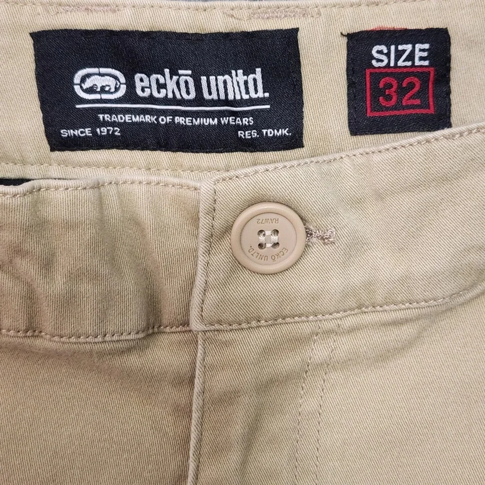 Ecko Unltd Mens Khaki Jogger Pants‎ Size 32 Tan Twill Tapered Streetwear Casual